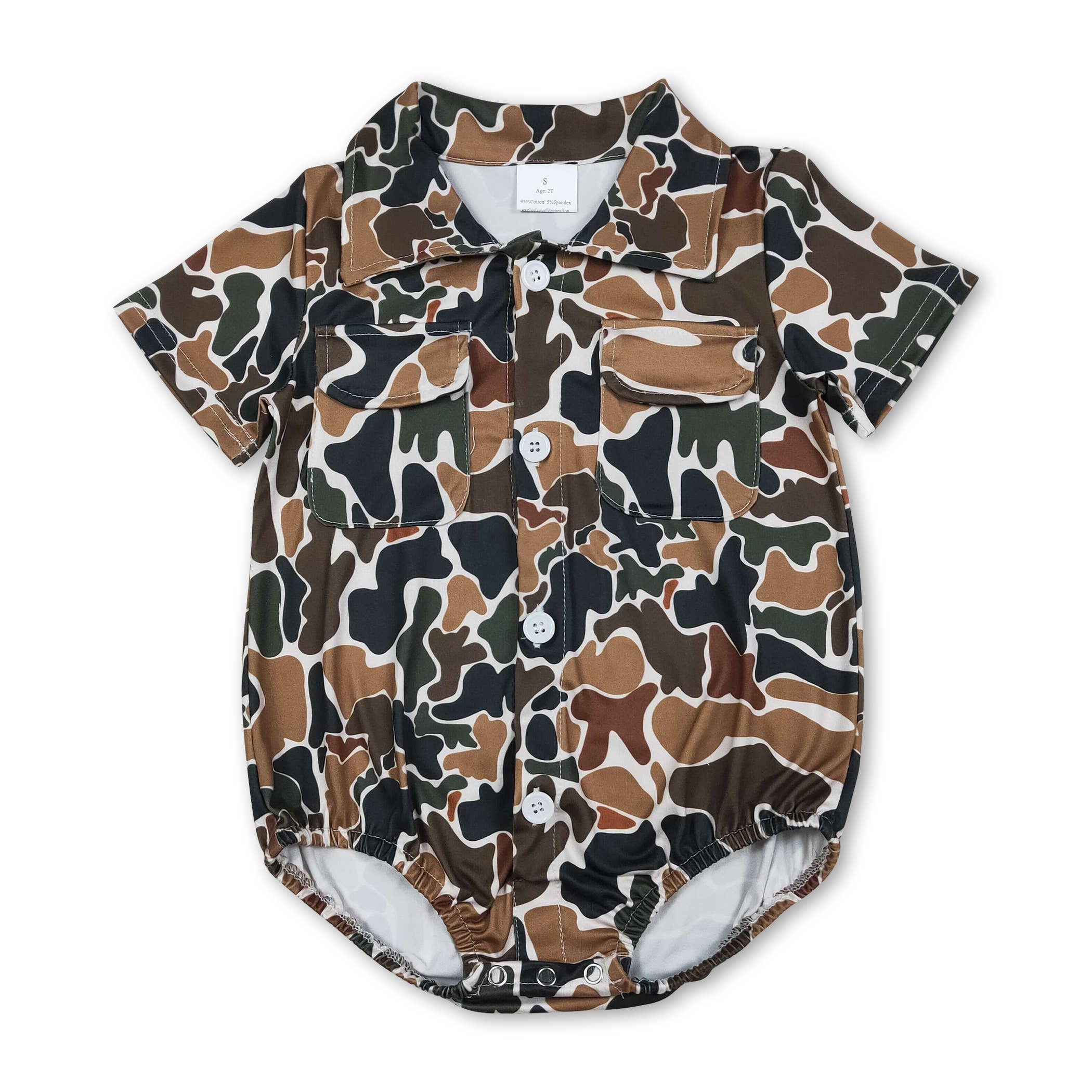 Grey Camo Button Romper