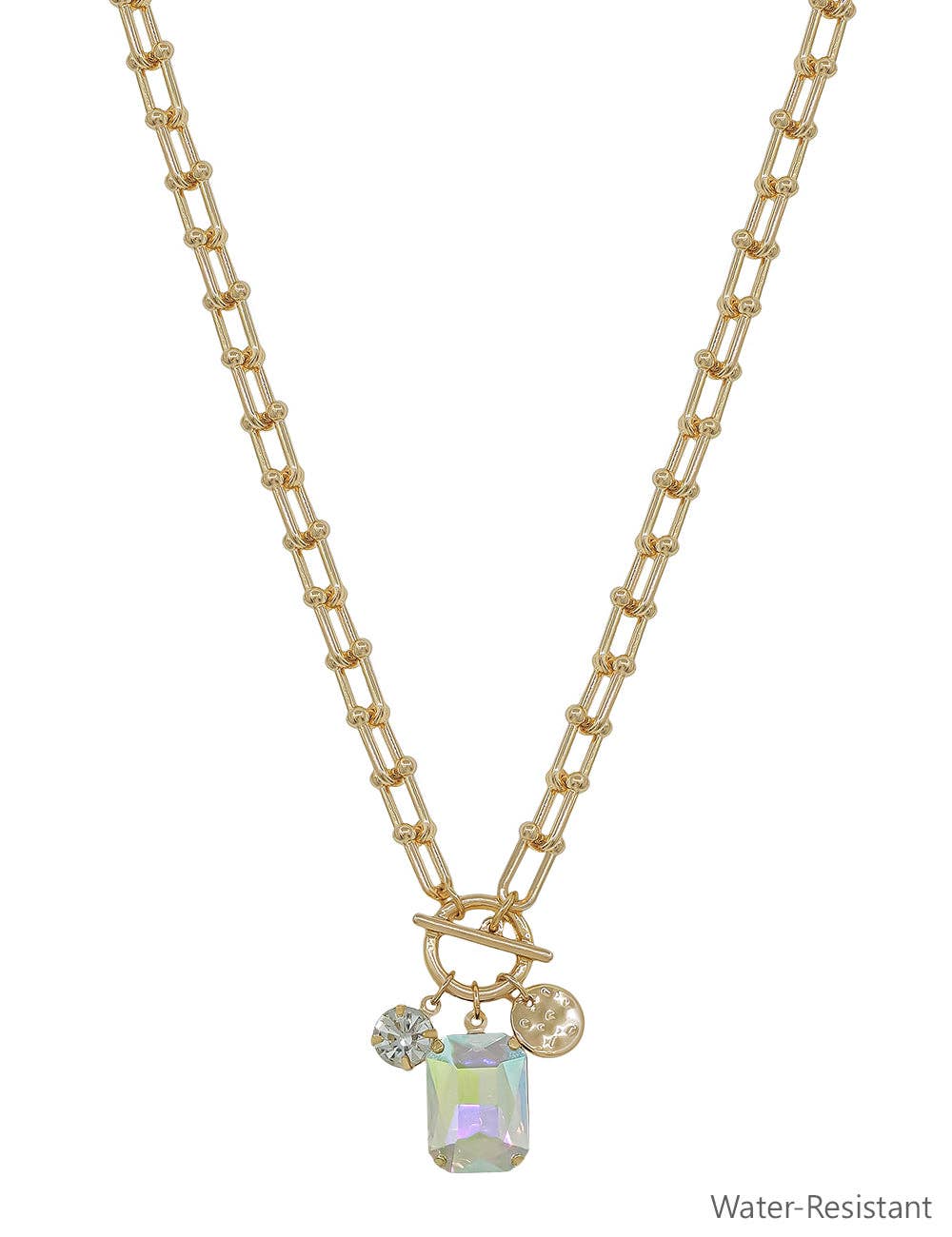 Water Resistant Gold Chain clear charm