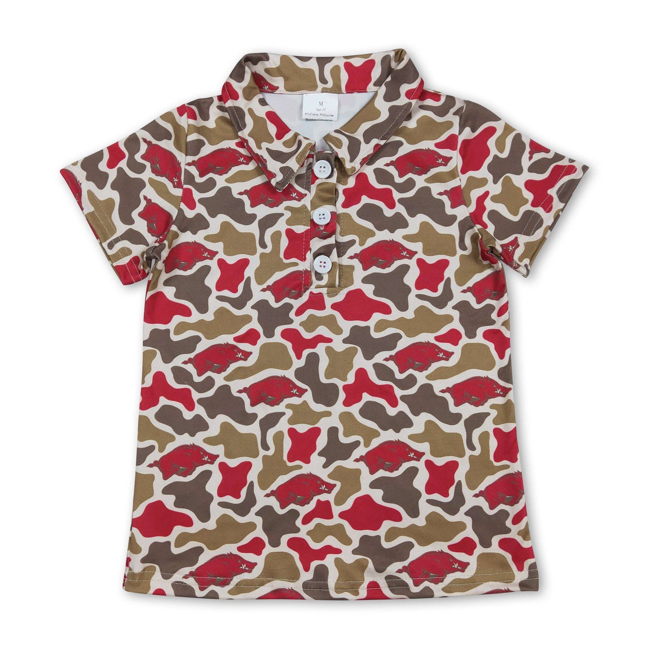 Short Sleeve Camo Boys Polo Shirt