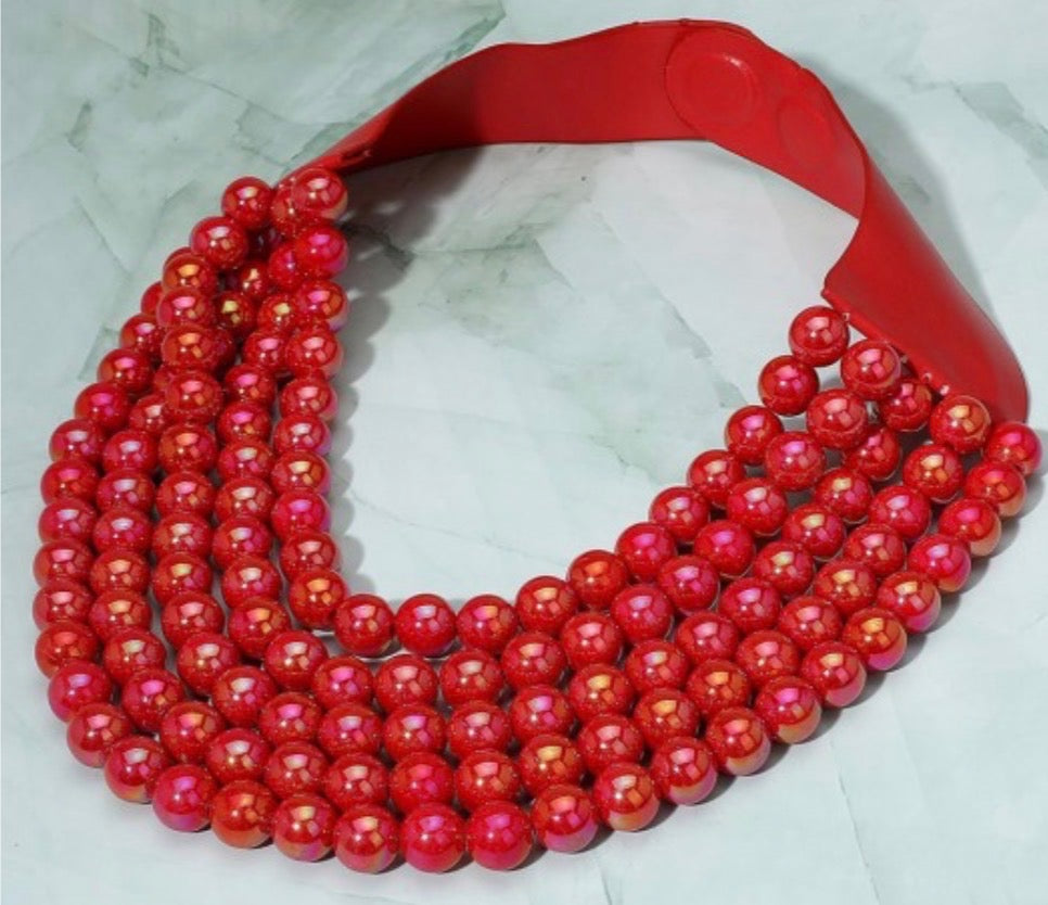 Multistrand Beaded Statement Magnetic Necklace
