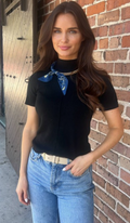 Elodie Ball Bead Scarf Necklace in Navy & Seafoam