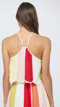 Linen Block Halter Crop Top