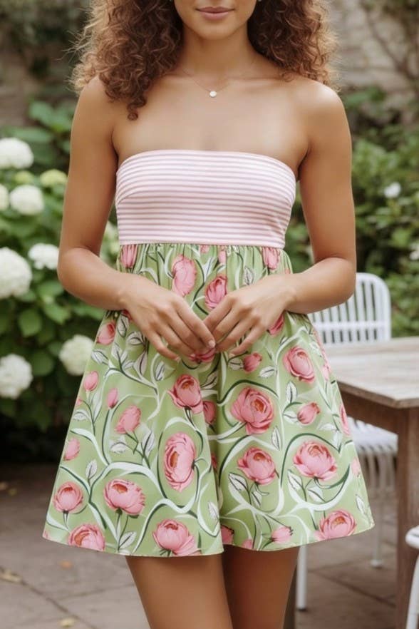 Floral mini dress w scarf
