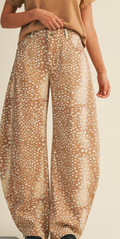 Bambi Print Loose Fit Barrel Denim Jeans