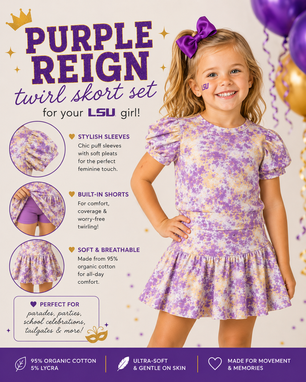 Purple Reign Twirl Skort Set