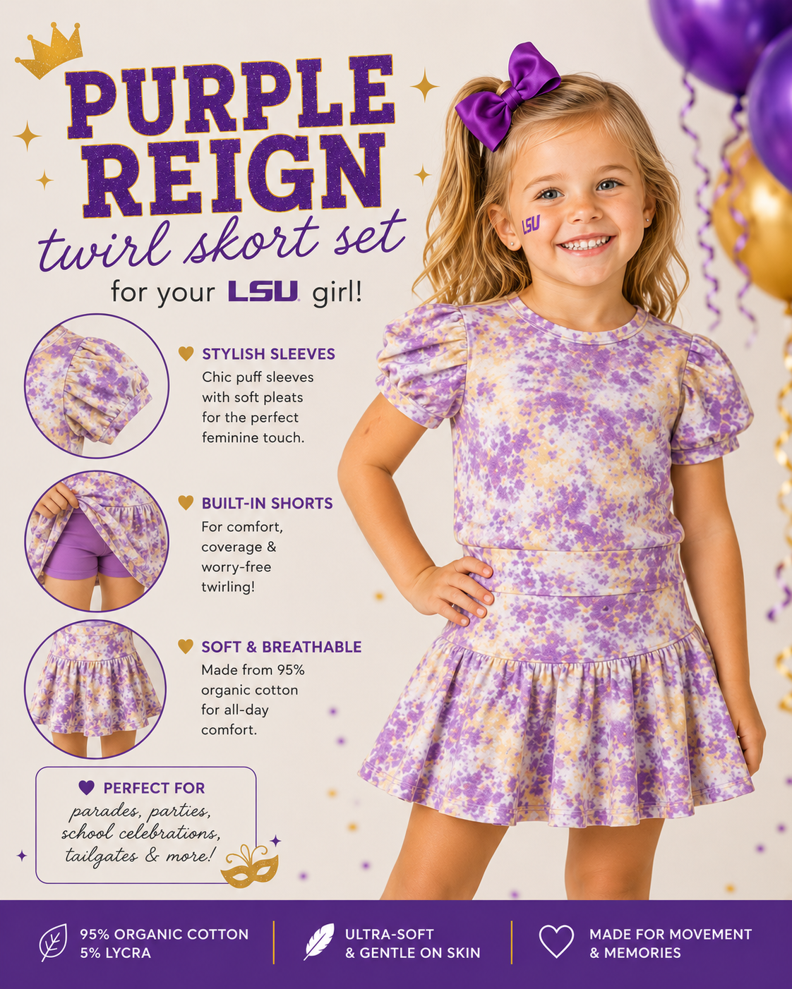 Purple Reign Twirl Skort Set