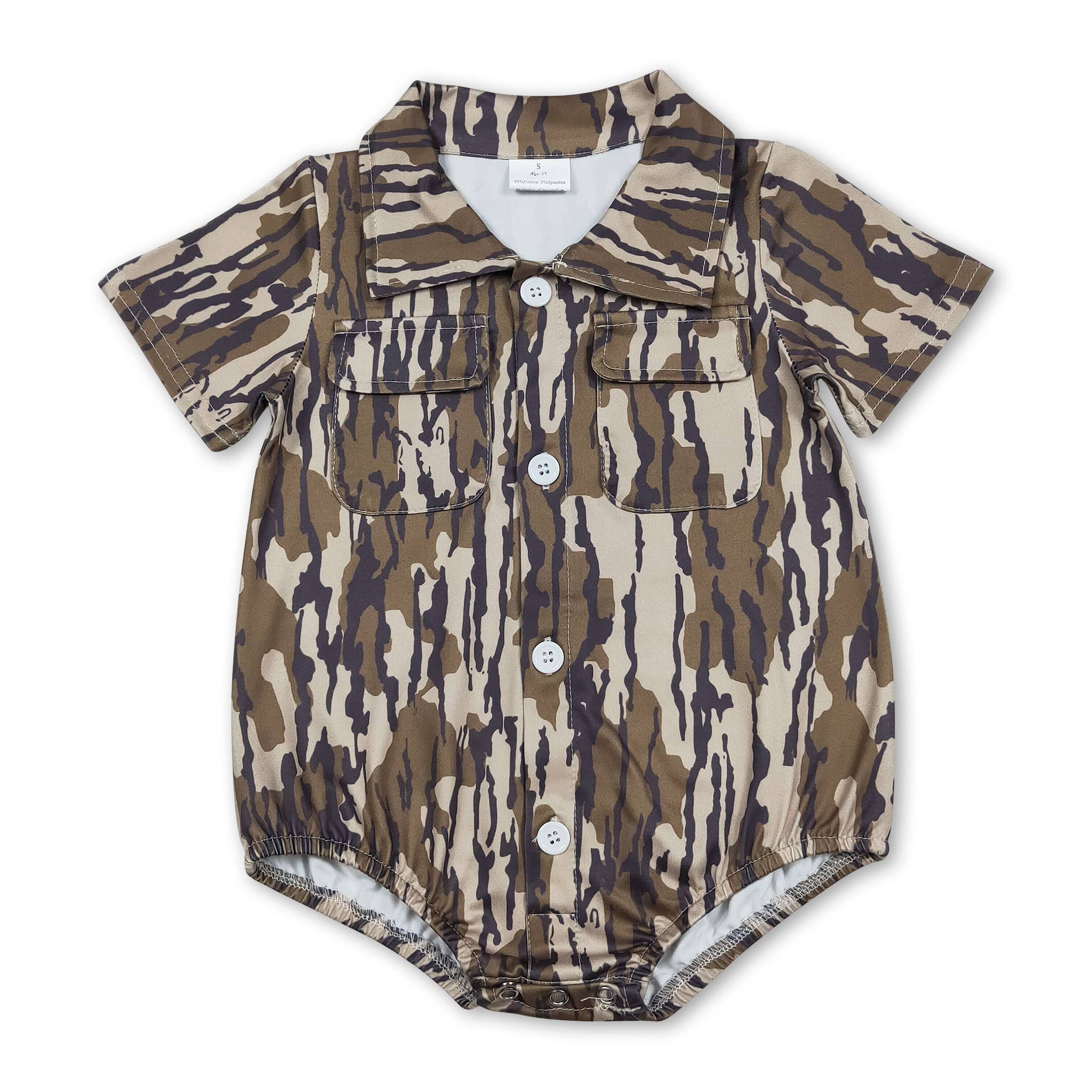 Grey Camo Button Romper