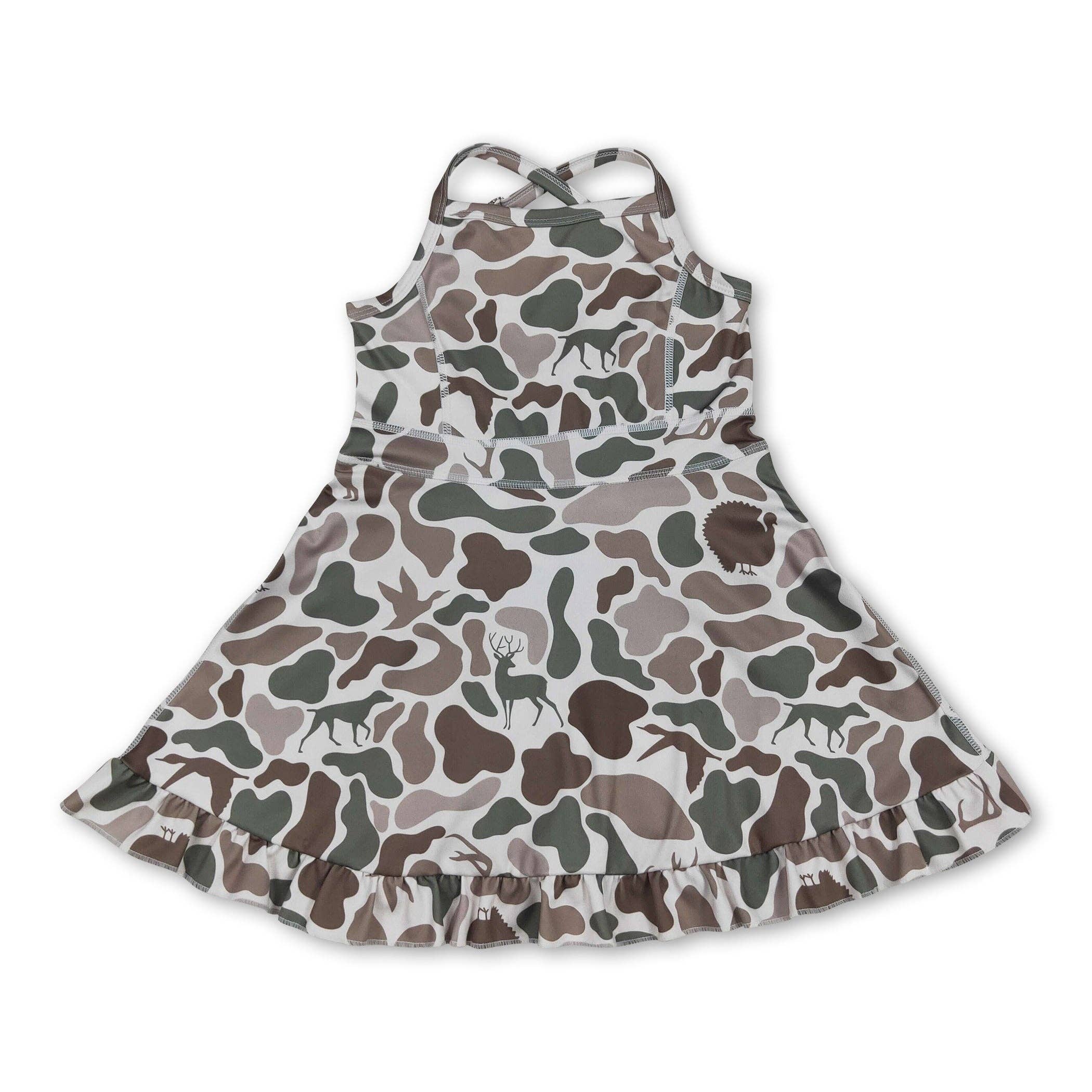 Camo ruffle athletic dress