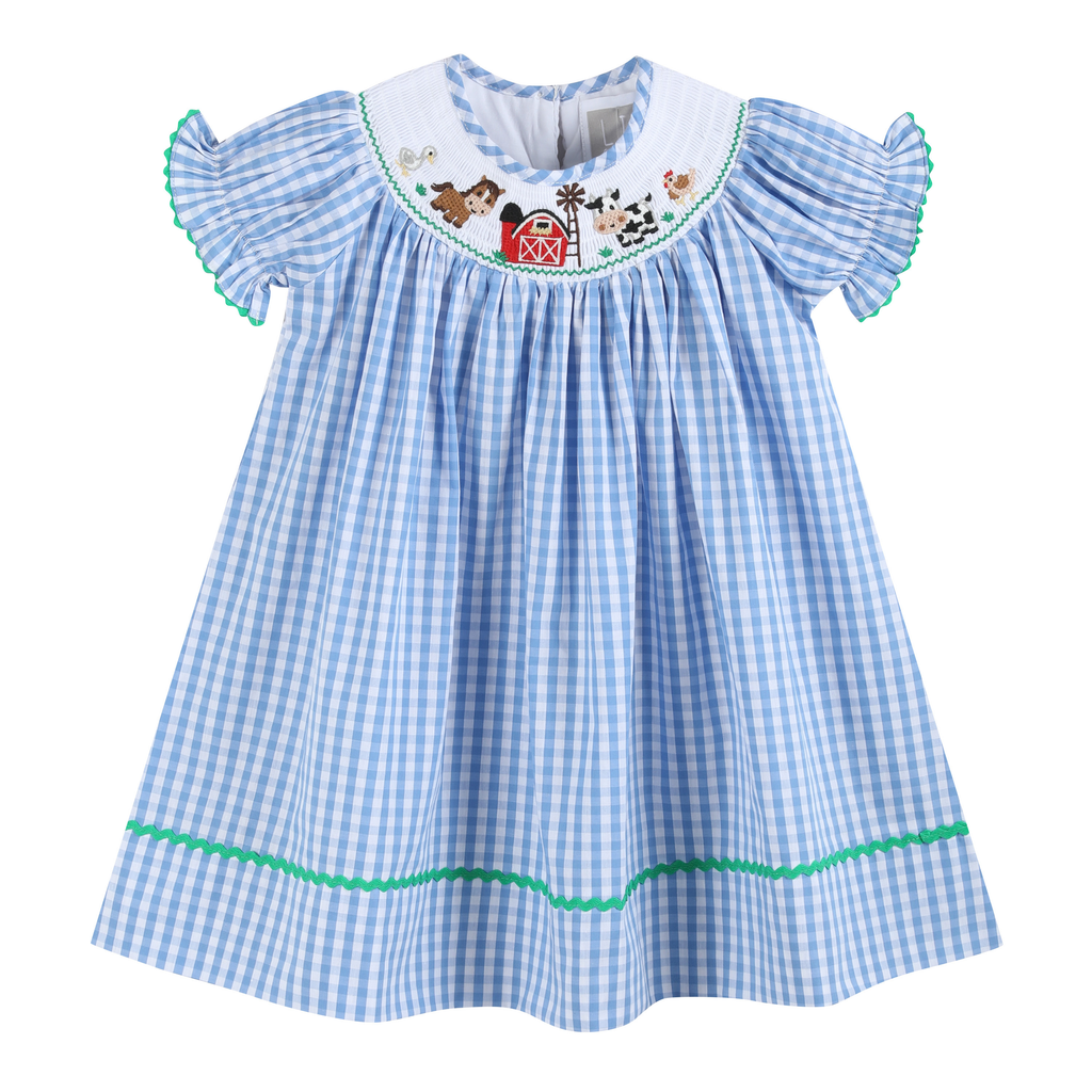 Blue Gingham Farm Dress