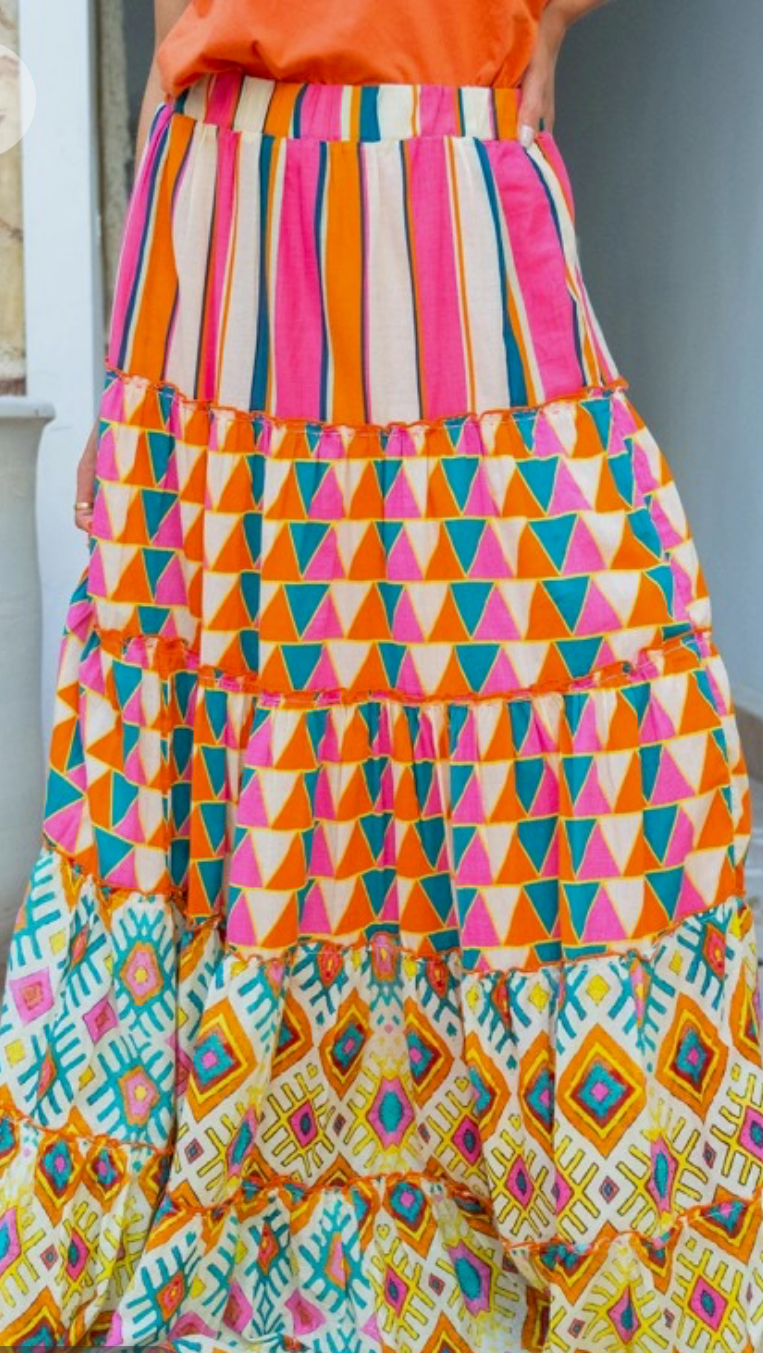 Bohemian Colorful Maxi Skirt