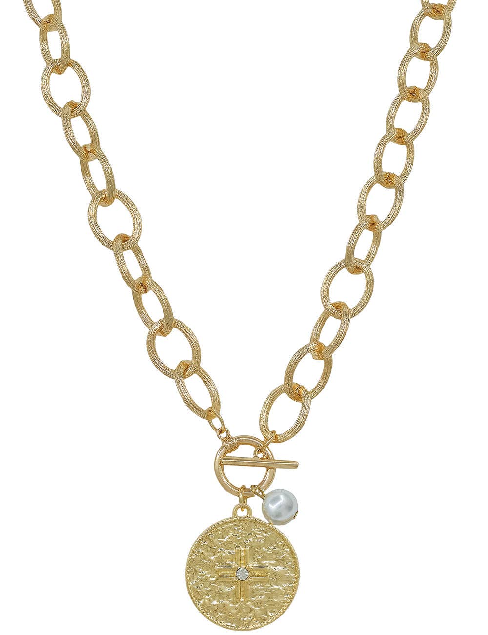 Hammered Coin Toggle Necklace