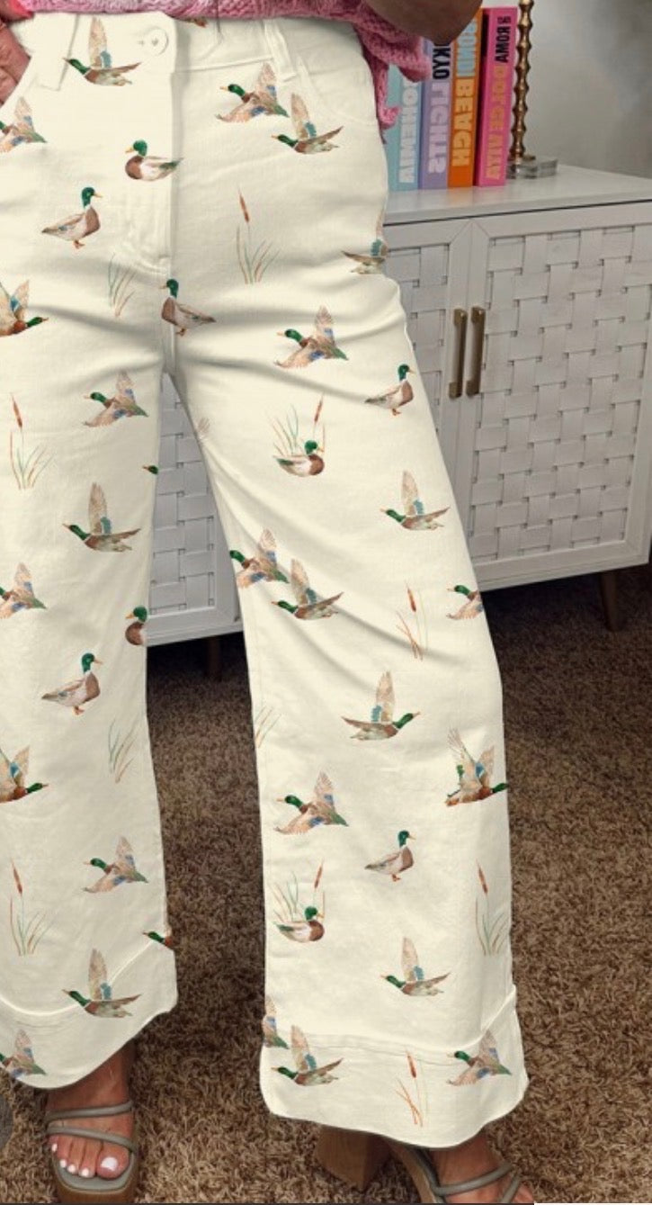 Mallard Duck Wide Leg Cuff Jeans
