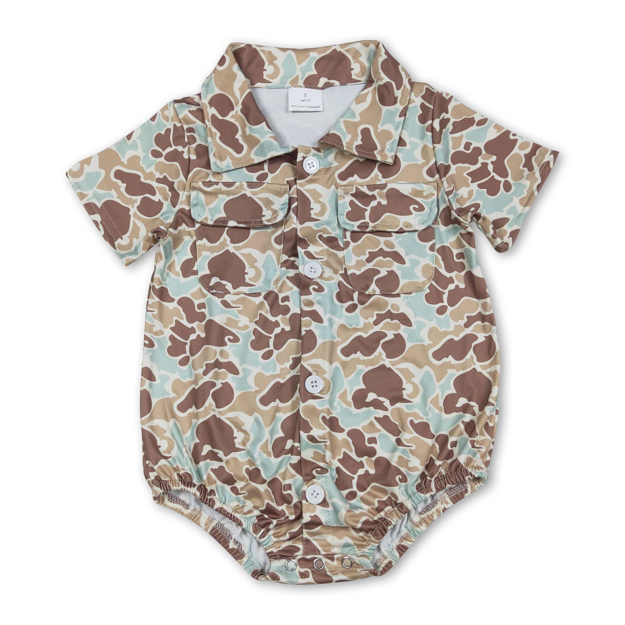Grey Camo Button Romper