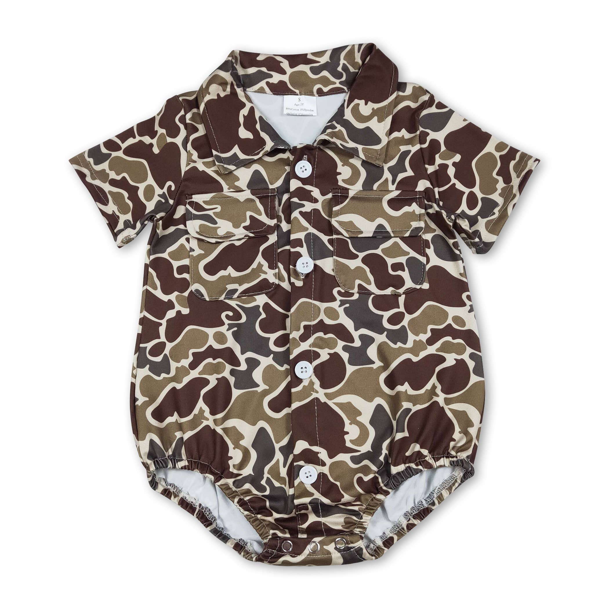 Grey Camo Button Romper