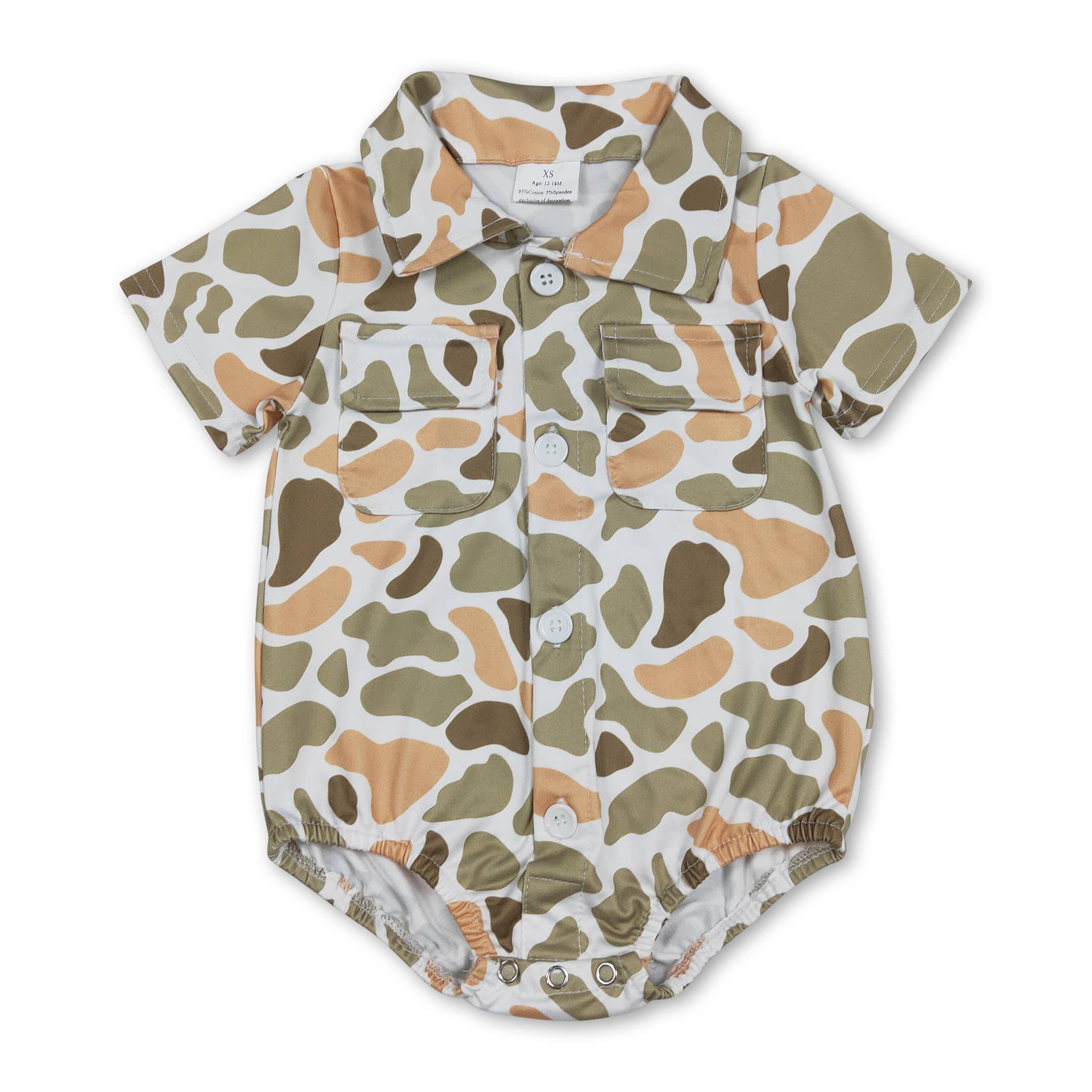 Grey Camo Button Romper