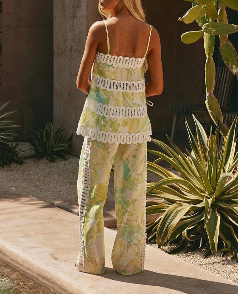 Versatile Lace Camisole and Pants Set