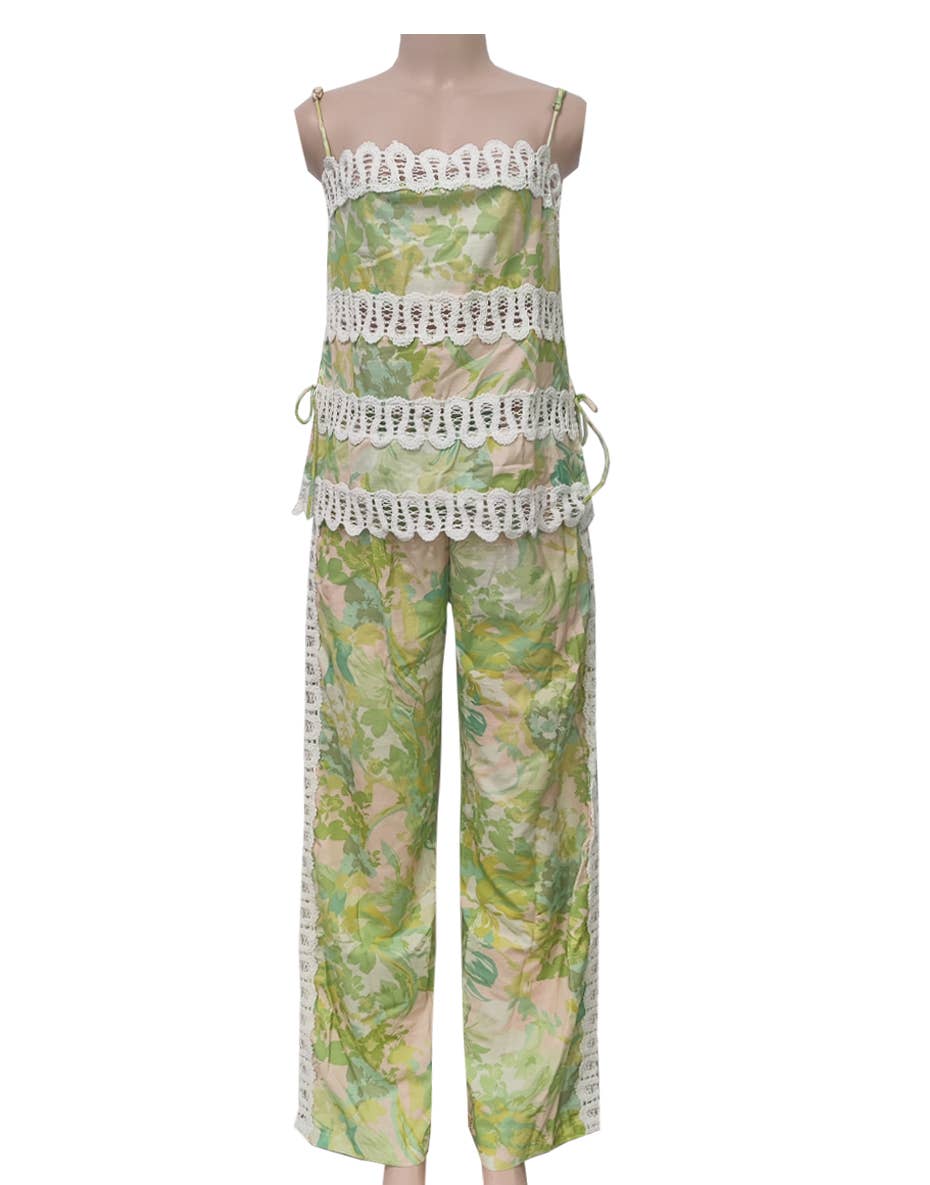 Versatile Lace Camisole and Pants Set