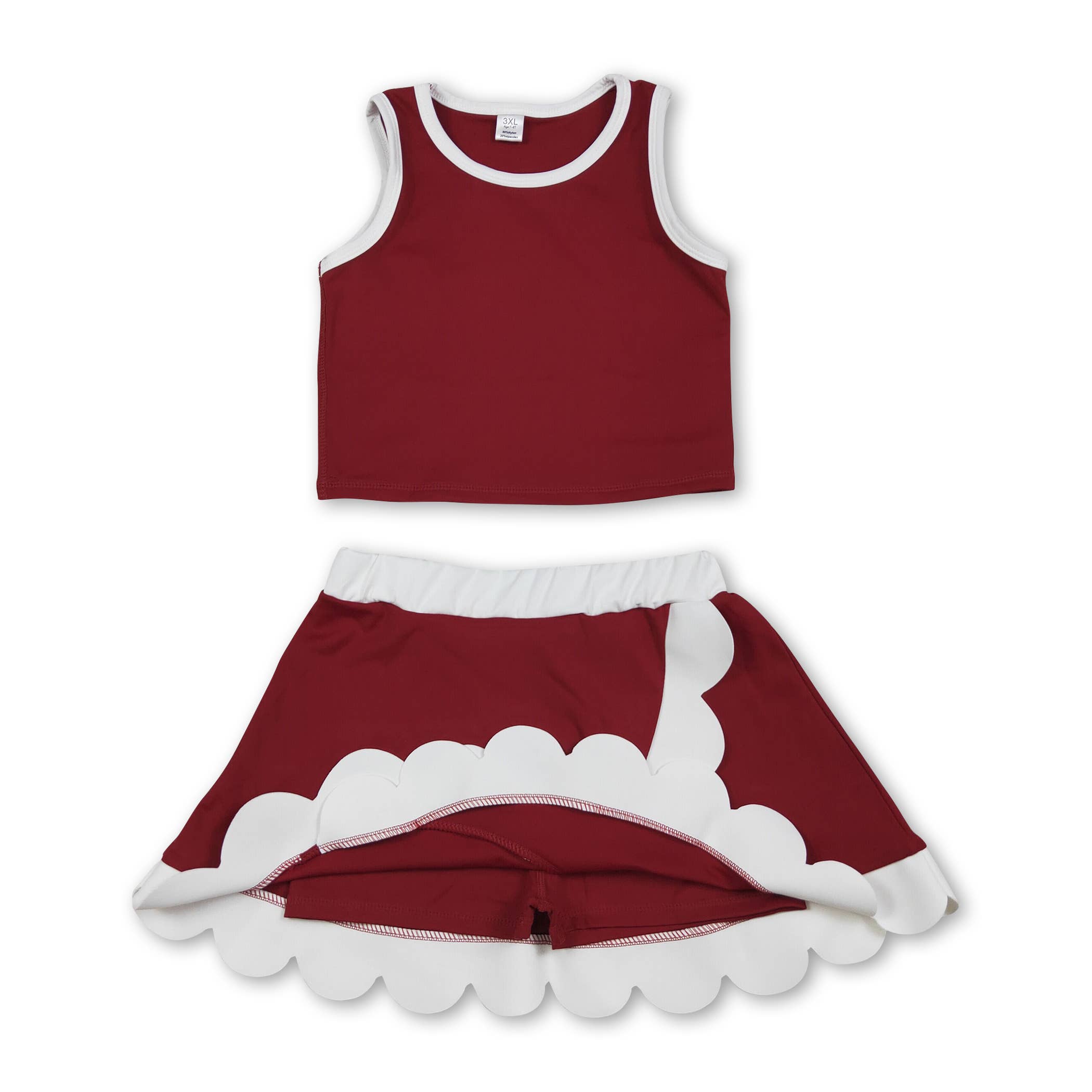 Maroon/White Scallop